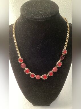 Karl Lagerfeld Gold tone & Red Gem Accent Chain Necklace